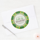 Peacock Fresh Green Geometry Custom Round Sticker (Envelop)