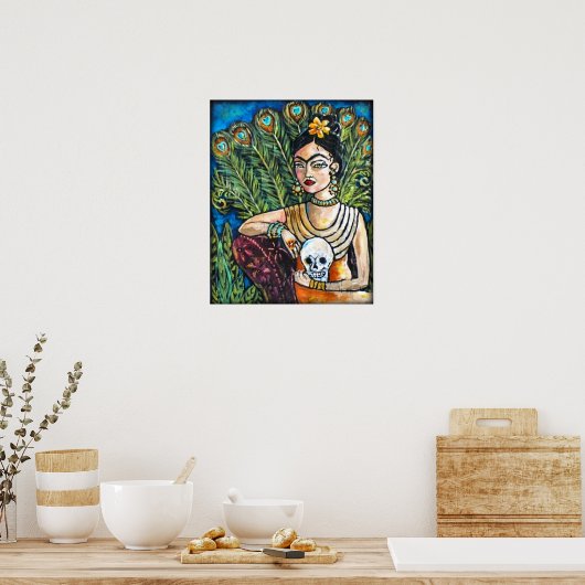 Peacock Frida Kahlo en Skull Poster (Keuken)