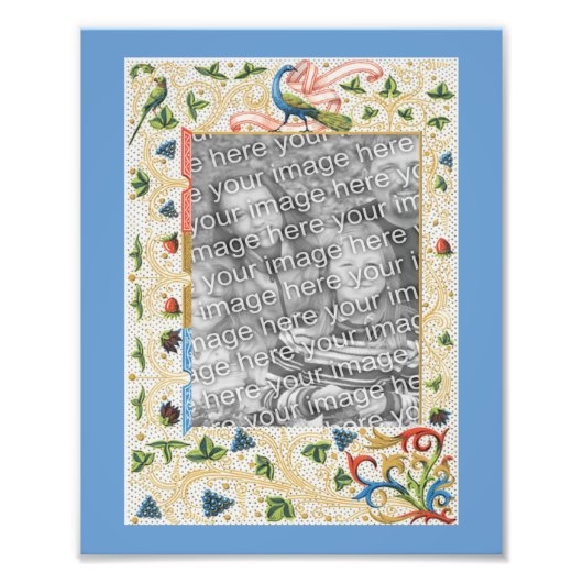 Peacock Fruit Art Sjabloon Lijst Uw foto Foto Afdruk (Voorkant)