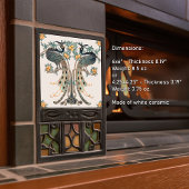 Peacock & Fruit Design door Mabel C. Dibble Art De Tegeltje