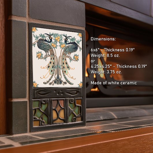 Peacock & Fruit Design door Mabel C. Dibble Art De Tegeltje