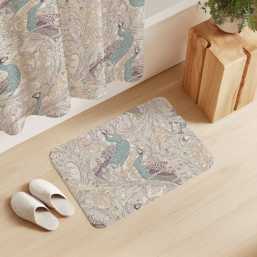 Peacock Garden in Beige Mauve Pink Duck Egg Blue Badmat