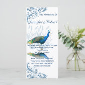 Peacock Garden in blauw en wit bruiloft programma Programmakaart (Staand voorkant)