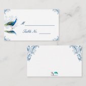 Peacock Garden in blauw en wit Place Card Plaatskaartje (Voorkant / Achterkant)