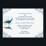 Peacock Garden in Blauw Wit Huwelijksuitnodiging Kaart<br><div class="desc">Een symbool van schoonheid, de pauw inspireerde dit unieke ontwerp, genaamd Peacock Garden in Blue and White Wedding. Een mooie pauw in peekjes uit het gras, terwijl er in elk van de vier hoeken een aanvullende blauwe hoekrol is. Deze set bevat uitnodigingen, behalve datumkaarten, reactiekaarten, dankuwel kaarten, tentkaarten voor tabelnummers,...</div>