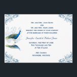 Peacock Garden in Blauw Wit Huwelijksuitnodiging Kaart<br><div class="desc">Een symbool van schoonheid, de pauw inspireerde dit unieke ontwerp, genaamd Peacock Garden in Blue and White Wedding. Een mooie pauw in peekjes uit het gras, terwijl er in elk van de vier hoeken een aanvullende blauwe hoekrol is. Deze set bevat uitnodigingen, behalve datumkaarten, reactiekaarten, dankuwel kaarten, tentkaarten voor tabelnummers,...</div>