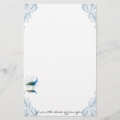 Peacock Garden in Blue and White Stationery Briefpapier (Voorkant)