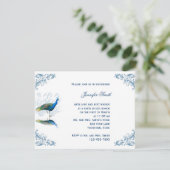 Peacock Garden in Blue Bridal Shower Invitation Kaart (Staand voorkant)