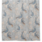 Peacock Garden in Blue Grey Mocha Beige Douchegordijn (Voorkant)