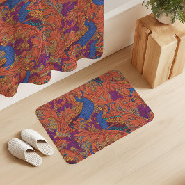 Peacock Garden in Cobalt Blue Purple Terracotta  Badmat