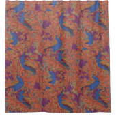 Peacock Garden in Cobalt Blue Purple Terracotta  Douchegordijn (Voorkant)