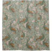 Peacock Garden in Green Beige Mustard  Douchegordijn (Voorkant)