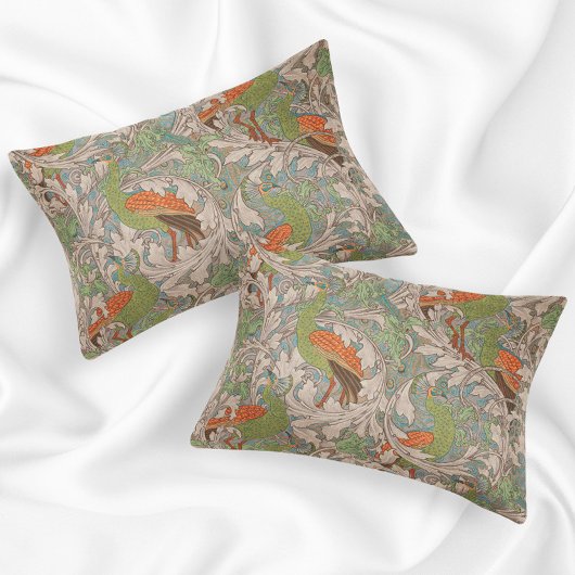 Peacock Garden in Orange Green Teal Beige Kussensloop