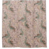 Peacock Garden in Sage Peach Blush Beige Douchegordijn (Voorkant)