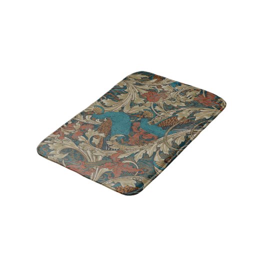 Peacock Garden in Teal Blue Rust Mustard Beige Badmat (Gekanteld)