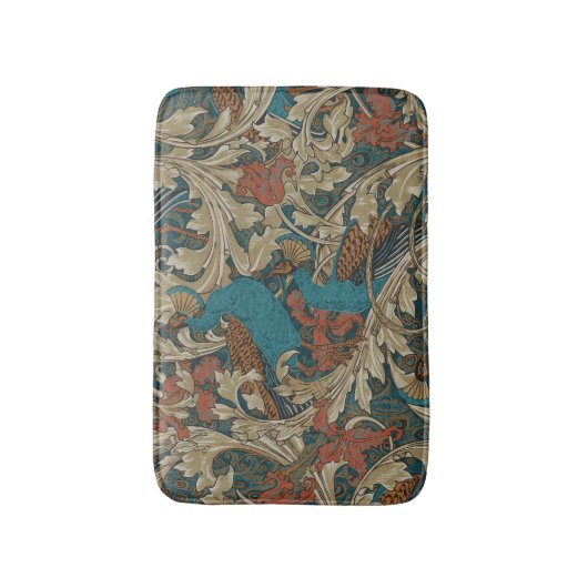 Peacock Garden in Teal Blue Rust Mustard Beige Badmat (Voorkant Verticaal)