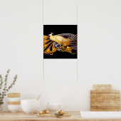 PEACOCK, geel rood paars zwart Poster (Keuken)