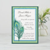 Peacock geïnspireerde huwelijksuitnodiging kaart (Staand voorkant)