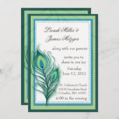 Peacock geïnspireerde huwelijksuitnodiging kaart (Voorkant / Achterkant)