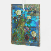 Peacock gekleurd glazen raam glas ornament (Voorkant links)