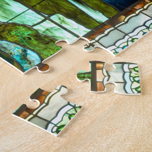 Peacock gekleurd glazen raam legpuzzel (Zijkant)