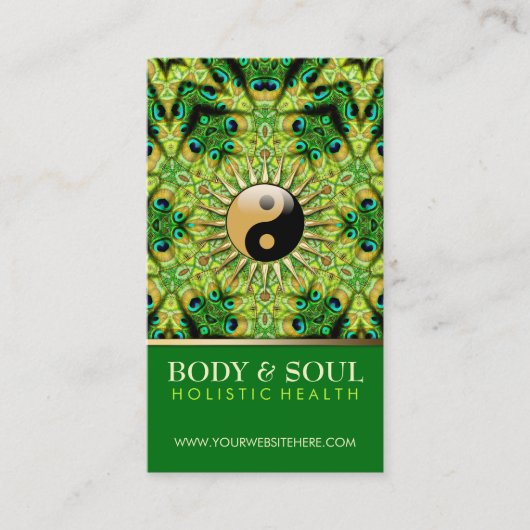 Peacock Geometry YinYang NewAge-Visitekaartjes Visitekaartje (Voorkant)