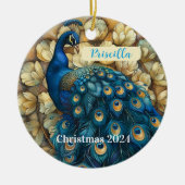 Peacock gepersonaliseerd kerstornament keramisch ornament (Voorkant)
