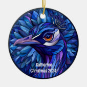 Peacock gepersonaliseerd kerstornament keramisch ornament (Voorkant)