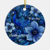Peacock gepersonaliseerd kerstornament keramisch ornament (Voorkant)