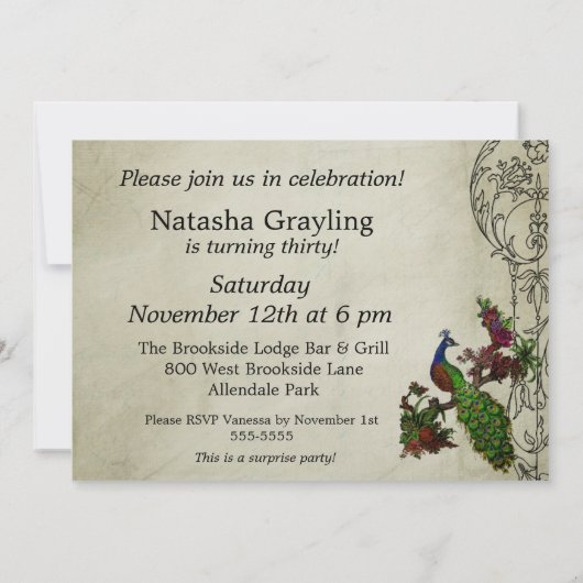 Peacock Gepersonaliseerd uitnodiging (Achterkant)