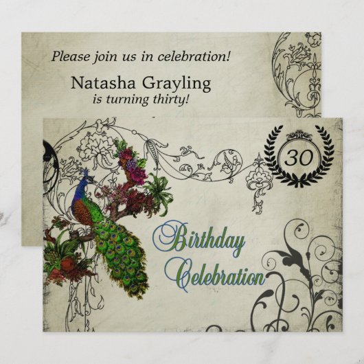 Peacock Gepersonaliseerd uitnodiging (Voorkant / Achterkant)