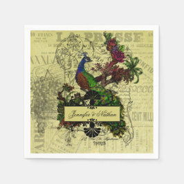  Peacock gepersonaliseerde bruiloft papieren serve Servetten