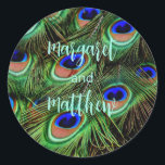 Peacock Gepersonaliseerde Wedding Stickers Seals<br><div class="desc">Peacock gepersonaliseerde bruiloft stickers geweldig voor gunsten of uitnodiging envelop afdichtingen.</div>