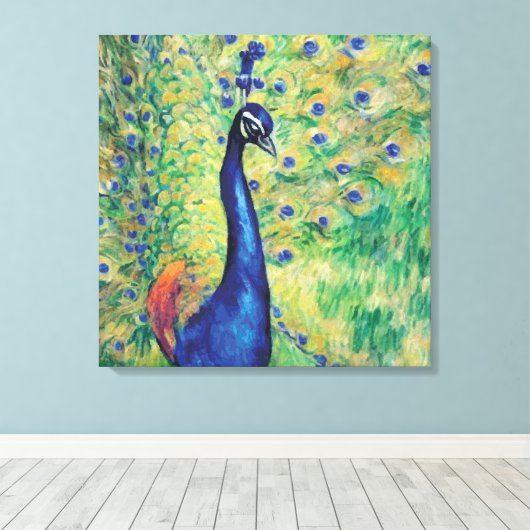 Peacock - Gewatteerd Canvas Afdruk (Insitu (Houten vloer))