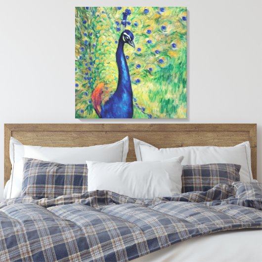Peacock - Gewatteerd Canvas Afdruk (Insitu (Slaapkamer))