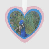 Peacock gezicht in hart snit. Keramische ornament (voorkant)