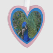 Peacock gezicht in hart snit. Keramische ornament (voorkant)