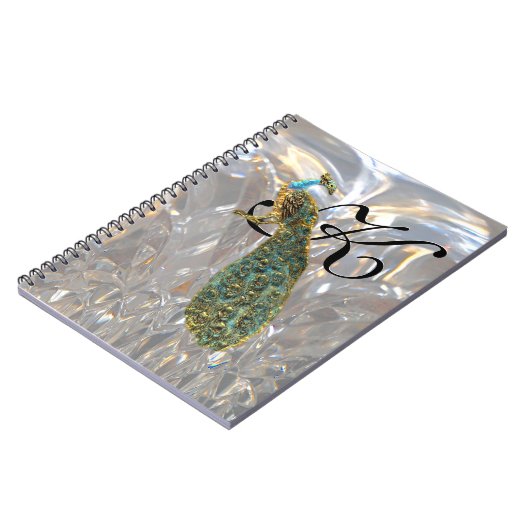 Peacock Glam Monogram Notitieboek (Linkerzijde)