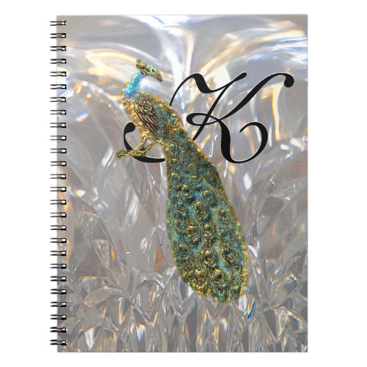 Peacock Glam Monogram Notitieboek (Voorkant)
