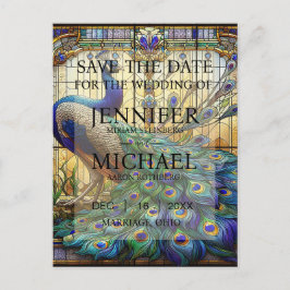 Peacock Glas in lood huwelijksuitnodigingen Briefkaart