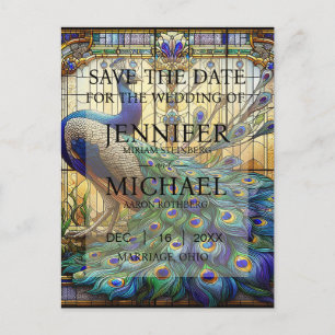 Peacock Glas in lood huwelijksuitnodigingen Briefkaart