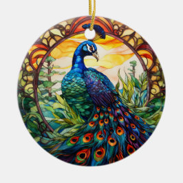 Peacock Glas in lood Keramische Boomdecoratie Keramisch Ornament