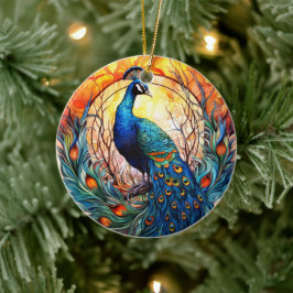 Peacock Glas in lood Keramische Boomdecoratie Keramisch Ornament