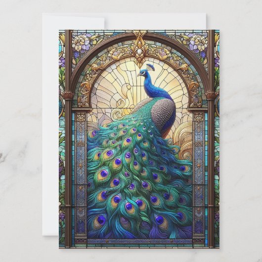 Peacock Glas in lood voorgevulde bedankkaarten Kaart (Achterkant)