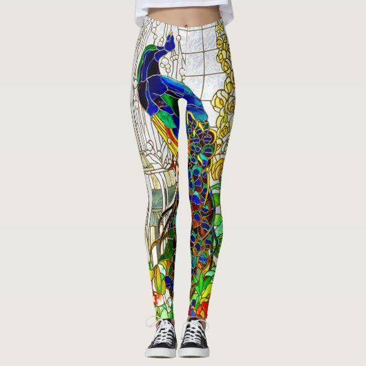Peacock Glas in lood Yoga Pants Runing Leggings (Voorkant)