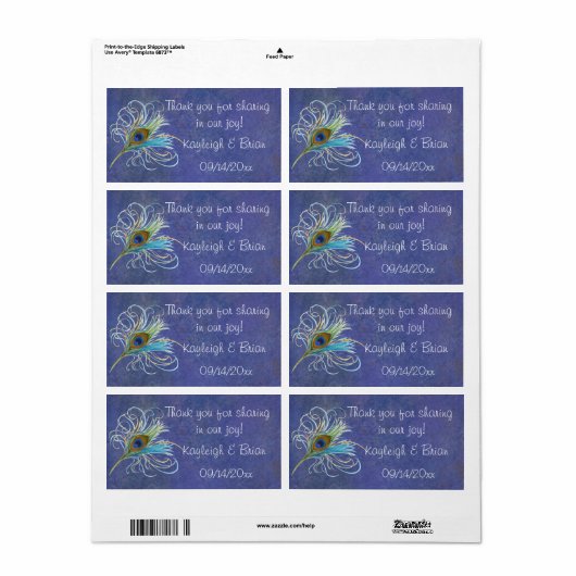Peacock Glory Favor Stickers (Full Sheet)