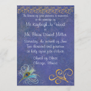 Peacock Glory Wedding Invitation Kaart