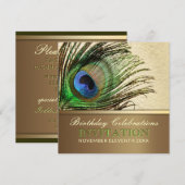 Peacock Goddess Feather Birthday Party Invitation Kaart (Voorkant / Achterkant)