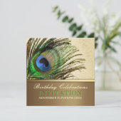 Peacock Goddess Feather Birthday Party Invitation Kaart (Staand voorkant)