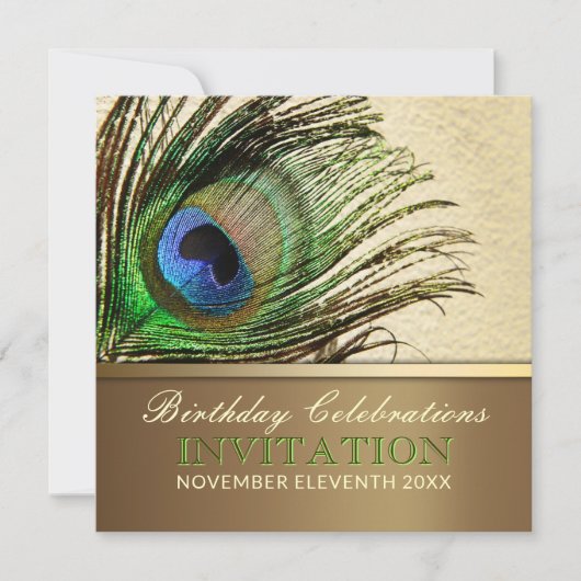 Peacock Goddess Feather Birthday Party Invitation Kaart (Voorkant)